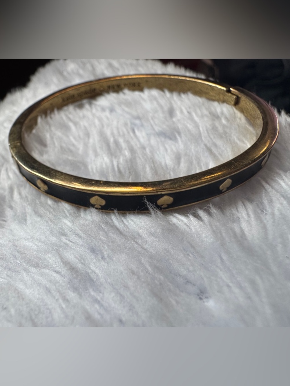 kate spade Black and Gold Spade Motif Bangle Bracelet